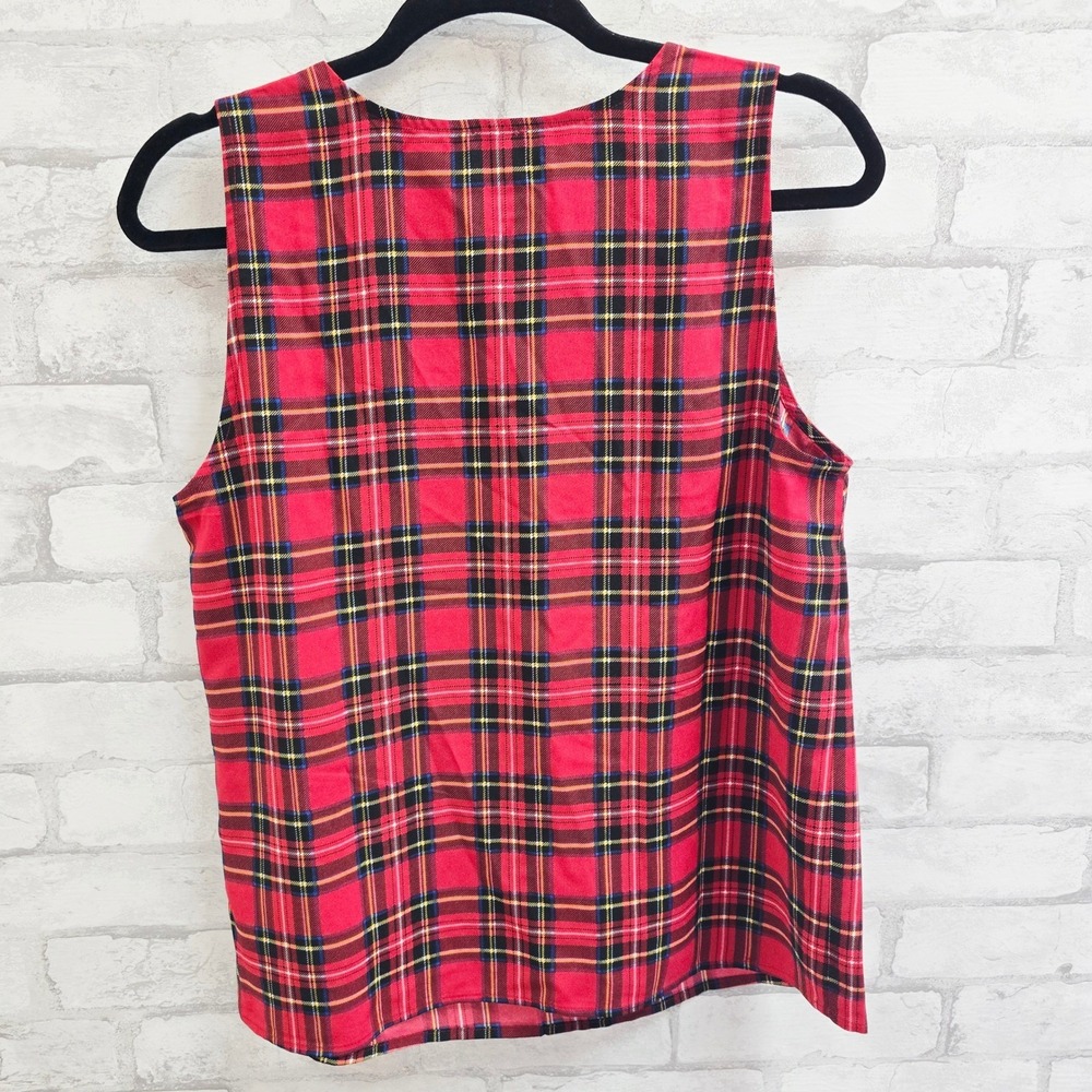 NWT J.Crew Womens Red Stewart Plaid V-Neck Sleeveless Shell Top Size S - Picture 5 of 7
